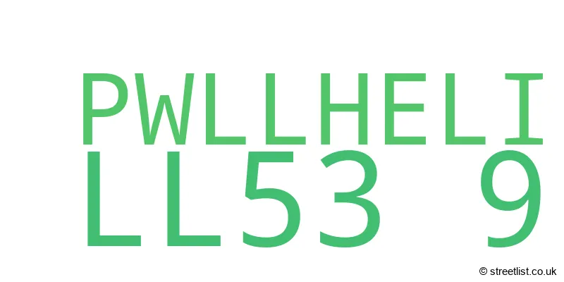 A word cloud for the LL53 9 postcode